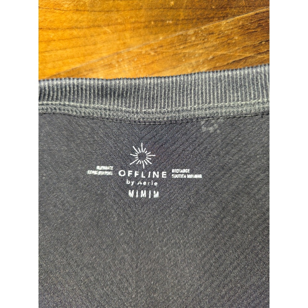 OFFLINE by Aerie Recharge High Neck Ribbed Bra Top Gray Acid Wash Medium - Picture 3 of 4